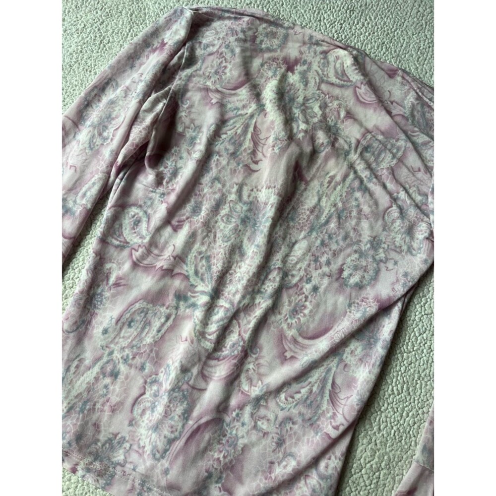 Vintage 90's Rave Pastel Pink Paisley Bell Sleeve Top Blouse Womens Medium - Picture 7 of 9
